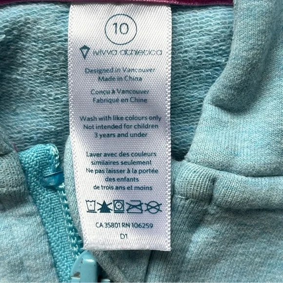 Ivivva Fleece Hoodie Good in the Hood Jacket Coat Full Zip Blue Teal Scuba Sz 10 - Picture 2 of 12